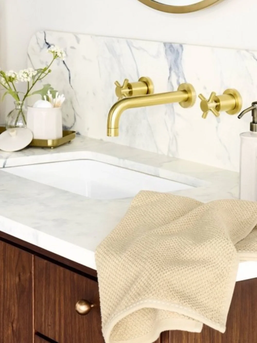 HEARTH & HAND NWT Hand Towel Tan/Cream